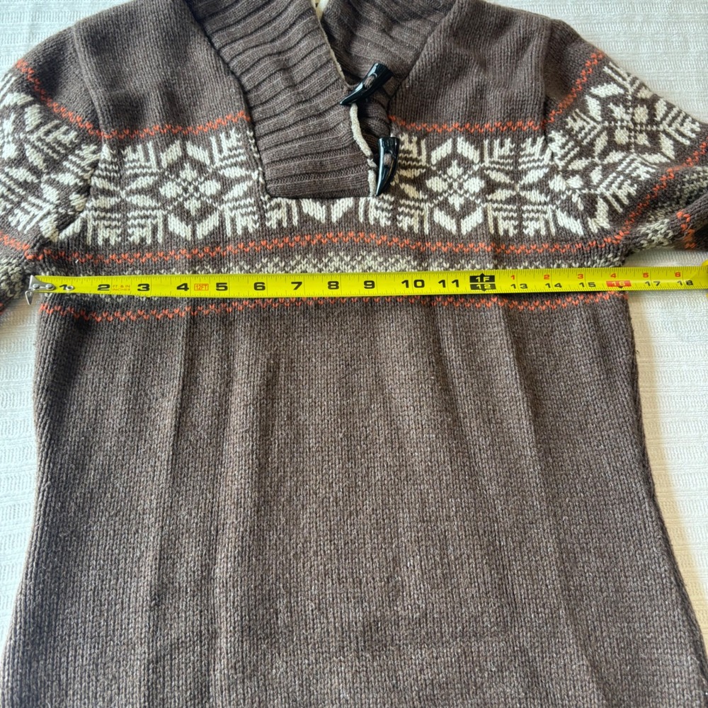 The North Face Womens Brown Fair Isle‎ Toggle Shawl Neck Wool Blend Sweater M - Picture 10 of 12